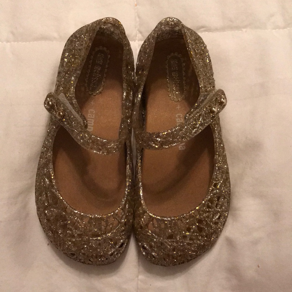 Mini Melissa Campana Mix Gold Glitter Shoe. Size 8